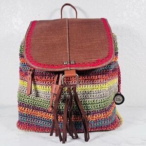 The Sak Woven Rattan Rainbow Backpack